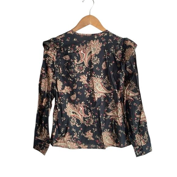Sezane Meadow Floral Blouse Black Multi - Picture 3 of 16